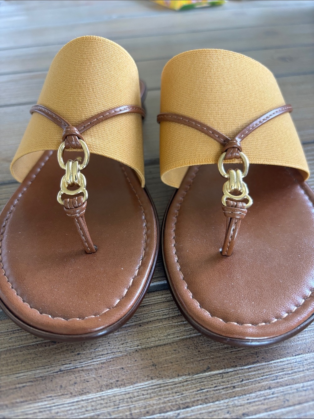 Italian Shoemakers Dark Gold Slide Sandals